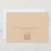 Invitation Mariage Sable Neutre Pêche Chaud | QR Code Moderne (Dos)