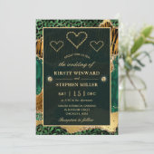 Invitation Mariage Safari Jungle Vert Glitter Agate (Debout devant)