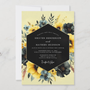 Invitation Mariage Saffron Slate Moody Flora