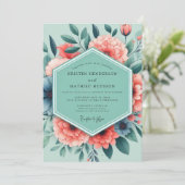 Invitation Mariage Sage Corail Vivid Bloom (Debout devant)