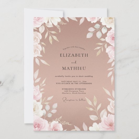 Invitation Mariage Sage Feuillage Argile Poussiéreuse (Devant)