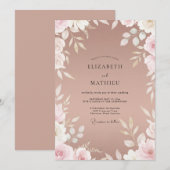 Invitation Mariage Sage Feuillage Argile Poussiéreuse (Devant / Derrière)