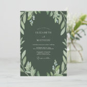 Invitation Mariage Sage Feuillage Olive (Debout devant)