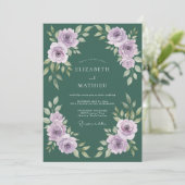 Invitation Mariage Sage Feuille Peinte Lilas (Debout devant)