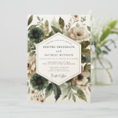 Invitation Mariage Sage Flore Sombre (Debout devant)