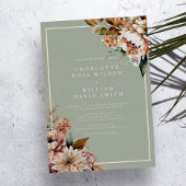 Invitation Mariage Sage Green et Rose Gold Elegant Flowers