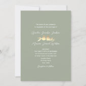 Invitation Mariage Sage Green Gold Lovebirds (Devant)