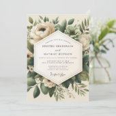 Invitation Mariage Sage Vintage Anémone (Debout devant)