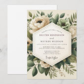 Invitation Mariage Sage Vintage Anémone (Devant / Derrière)