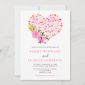 Invitation Mariage Saint-Valentin Cœurs Rose et Or (Devant)