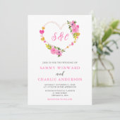 Invitation Mariage Saint-Valentin Cœurs Roses et Or (Debout devant)