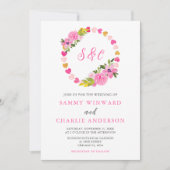 Invitation Mariage Saint-Valentin Cœurs Roses et Or (Devant)