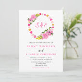 Invitation Mariage Saint-Valentin Cœurs Roses et Or (Debout devant)