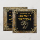 Invitation Mariage saloon western campagne rustique (Devant / Derrière)