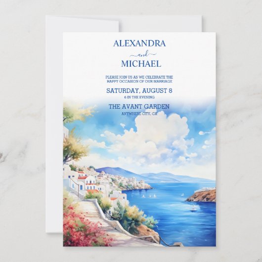 Invitation Mariage Santorin (Devant)