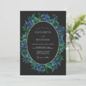 Invitation Mariage Saphir Émeraude Feuillage Eucalyptus (Debout devant)
