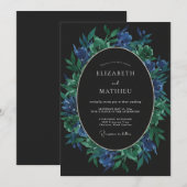 Invitation Mariage Saphir Émeraude Feuillage Eucalyptus (Devant / Derrière)