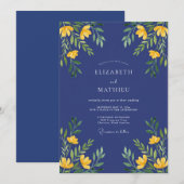 Invitation Mariage Saphir Fleur Sauvage Jaune (Devant / Derrière)