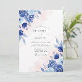 Invitation Mariage Saphir Rougeur Bleuet Eucalyptus (Debout devant)