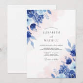 Invitation Mariage Saphir Rougeur Bleuet Eucalyptus (Devant / Derrière)