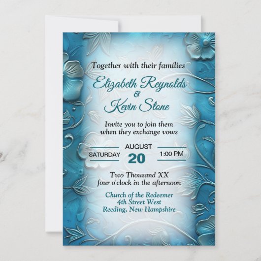 Invitation Mariage sarcelle (Devant)