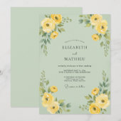 Invitation Mariage Sauge Citron Ranunculus Eucalyptus (Devant / Derrière)