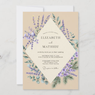 Invitation Mariage Sauge Eucalyptus Champagne Lavande