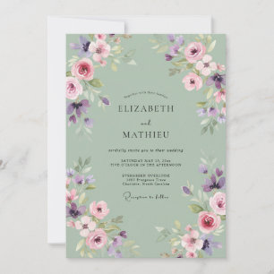 Invitation Mariage Sauge Lavande Renoncule Eucalyptus