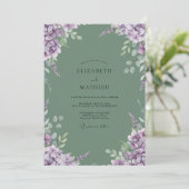 Invitation Mariage Sauge Lilas Hydrangea Eucalyptus (Debout devant)