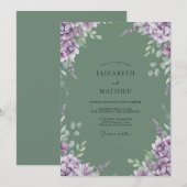 Invitation Mariage Sauge Lilas Hydrangea Eucalyptus (Devant / Derrière)