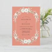 Invitation Mariage Saumon Blanc Ranunculus Eucalyptus (Debout devant)