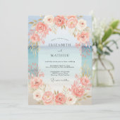 Invitation Mariage Saumon Paoné Peint (Debout devant)