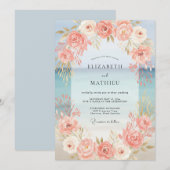 Invitation Mariage Saumon Paoné Peint (Devant / Derrière)