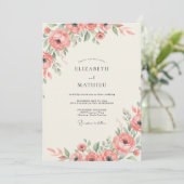 Invitation Mariage Saumon Ranunculus Eucalyptus (Debout devant)