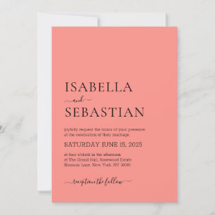 Invitation Mariage Saumon Simple