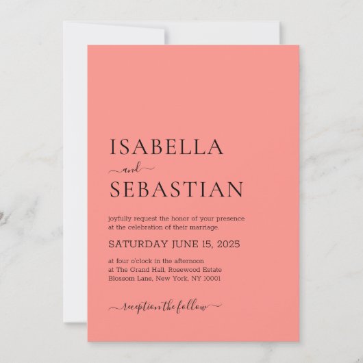 Invitation Mariage Saumon Simple (Devant)
