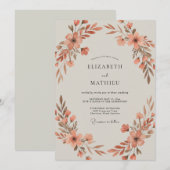 Invitation Mariage Sauvage aux Fleurs Rustiques (Devant / Derrière)