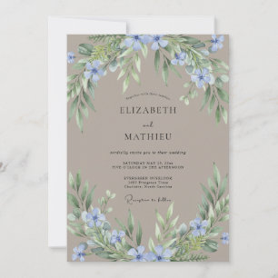 Invitation Mariage Sauvage Bleuet Taupe