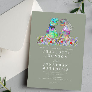 Invitation Mariage Sauvage Bohème Fleur de Dinosaure Vert Sau