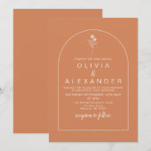 Invitation Mariage sauvage en terre cuite boho (Devant / Derrière)