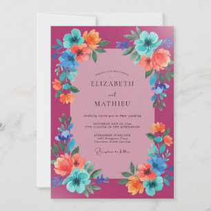 Invitation Mariage sauvage Magenta Aqua