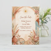 Invitation Mariage sauvage rustique Boho Pampas (Debout devant)