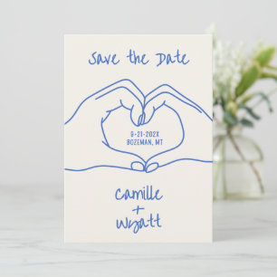 Invitation Mariage Sauvegarder la date main dessinée mains co
