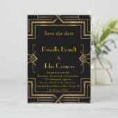Invitation Mariage, Sauvegarder la date, noir et or, Gatsby l (Debout devant)