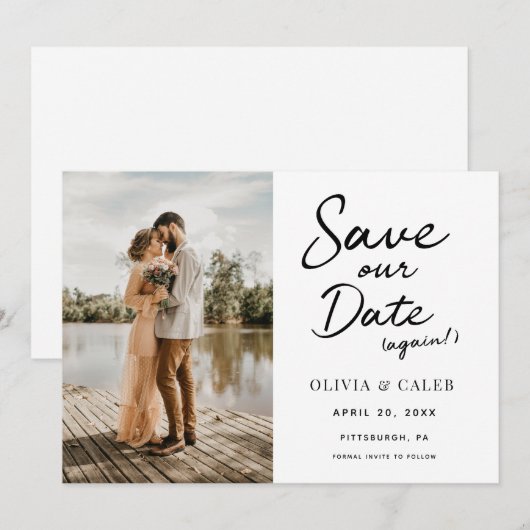 Invitation Mariage Sauvegarder notre date (Devant / Derrière)