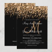 Invitation Mariage "Sauver la date" Étoiles Filantes Or (Devant / Derrière)
