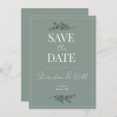 Invitation Mariage Sauvez la date Eucalyptus Green Botanical (Devant / Derrière)