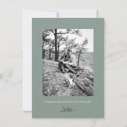 Invitation Mariage Sauvez la date Eucalyptus Green Botanical (Dos)