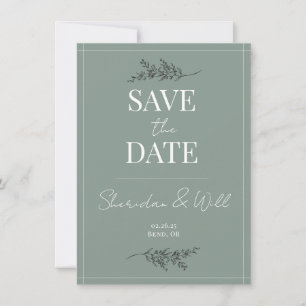 Invitation Mariage Sauvez la date Eucalyptus Green Botanical