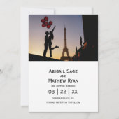 Invitation Mariage Sauvez la date Paris Tour Eiffel, Ballons (Devant)